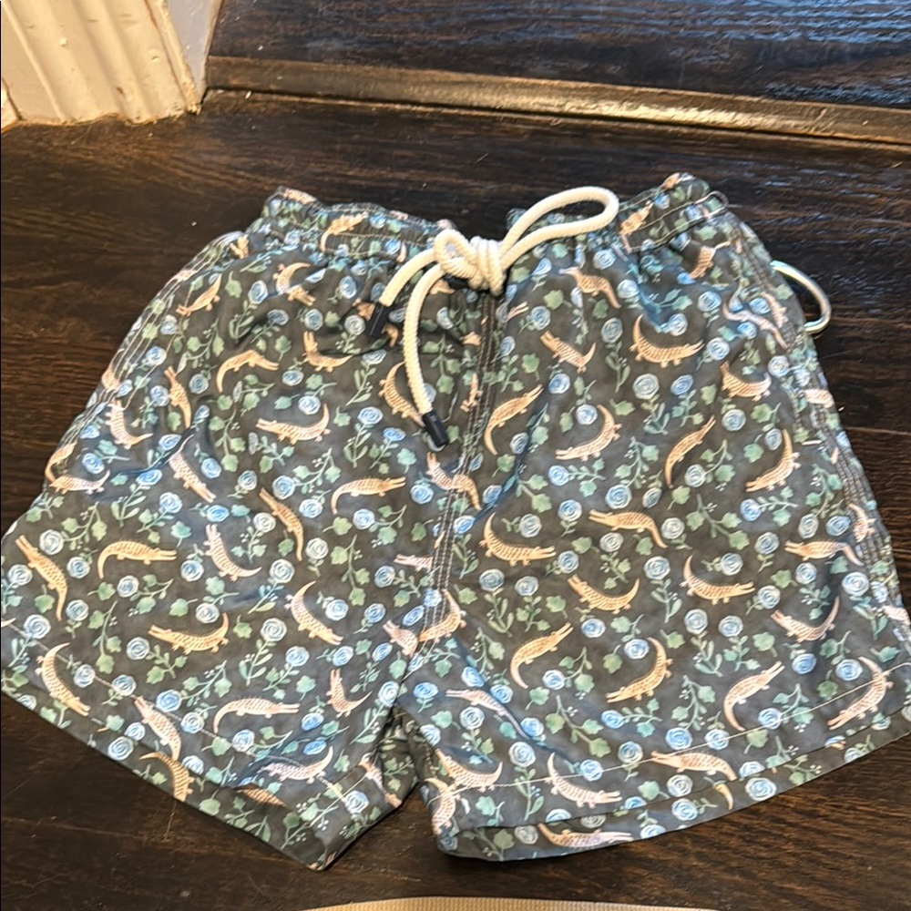 Fedeli boys green Blue Patterned Swim Shorts